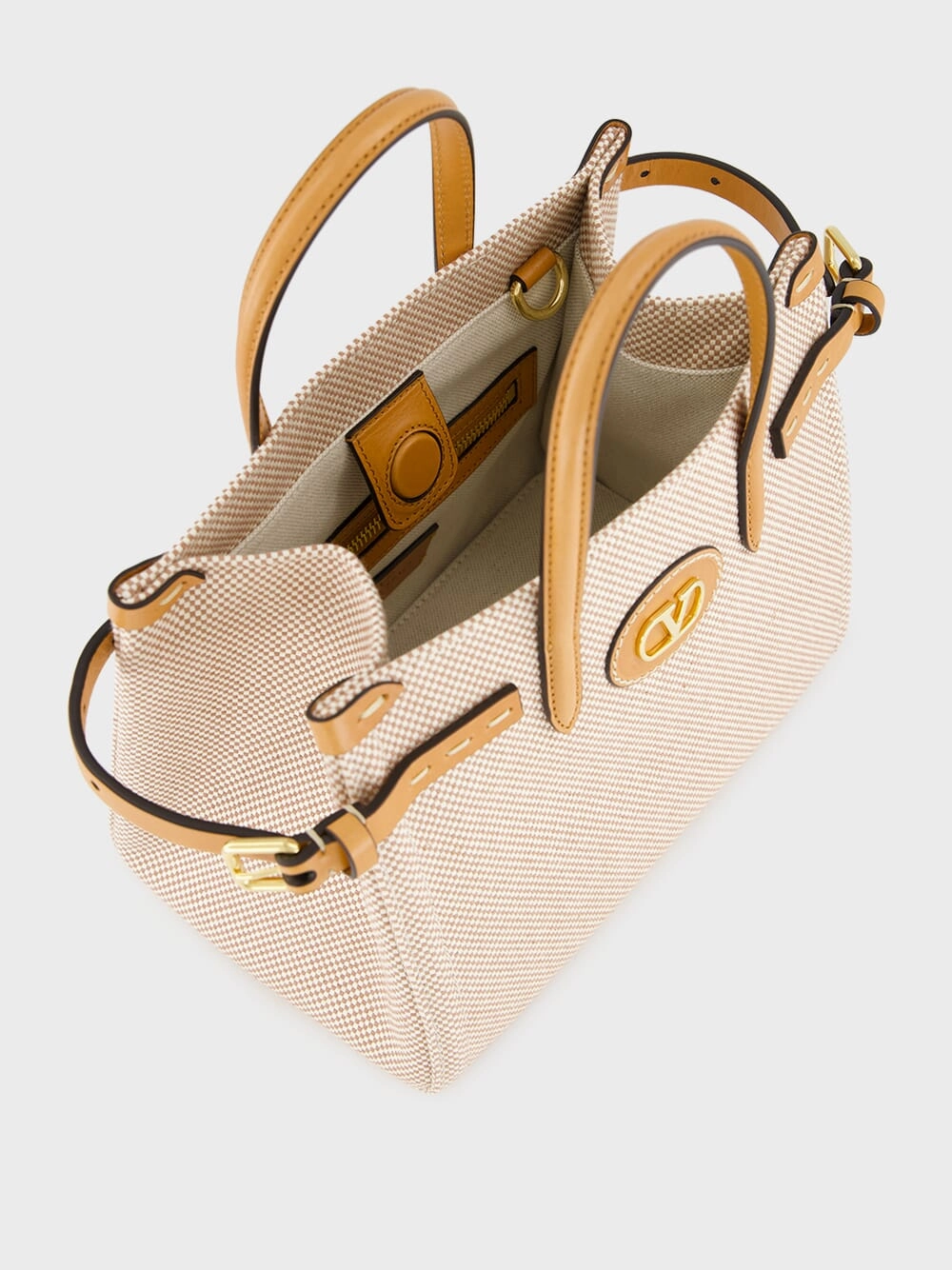 Natural and Tobacco Antibes Small Canvas Shopping Bag