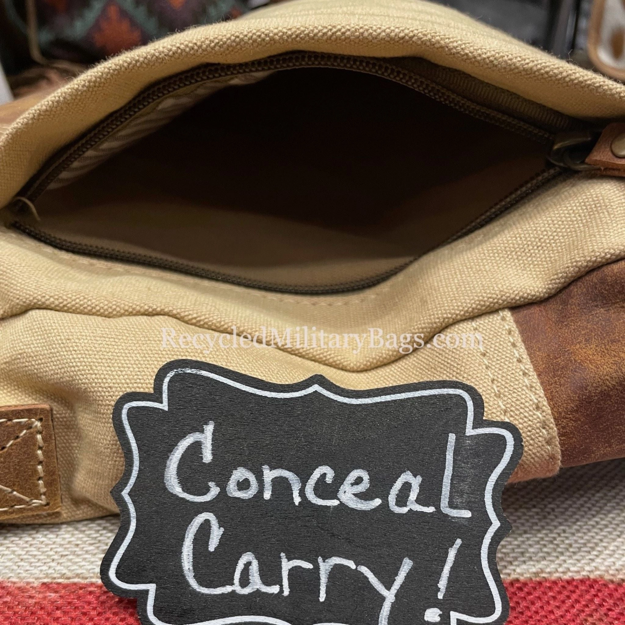 NEW! Concealed Carry Canvas Sustainable Bag Crossbody CCW Purse with Dual Access
