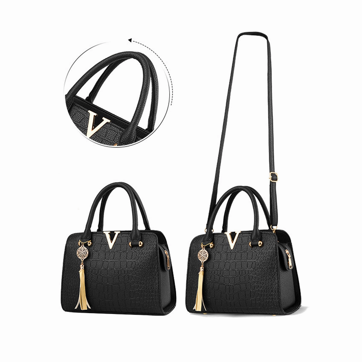 New Fashion PU Leather Crocodile Pattern Handbag Shoulder Bag
