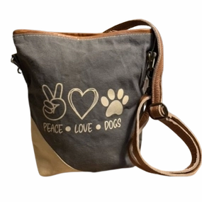 NEW! Peace Love Dogs Sustainable Canvas Purse Crossbody Bag