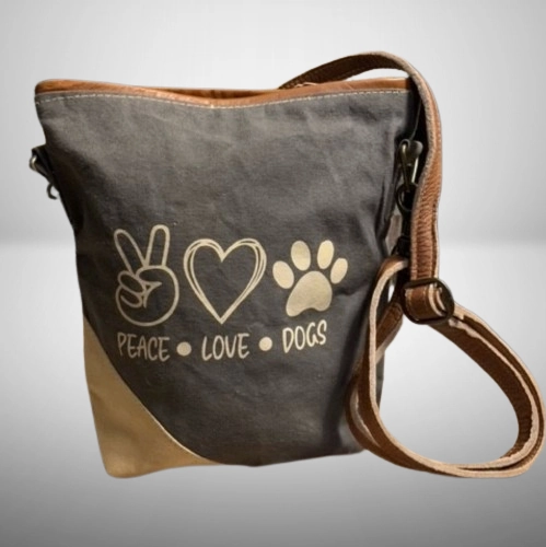 NEW! Peace Love Dogs Sustainable Canvas Purse Crossbody Bag