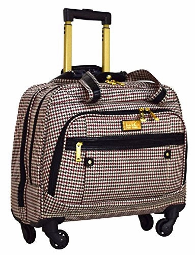 Nicole Miller Taylor Carry On Spinner Briefcase (Black/Burgundy Plaid)