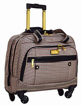 Nicole Miller Taylor Carry On Spinner Briefcase (Black/Burgundy Plaid)
