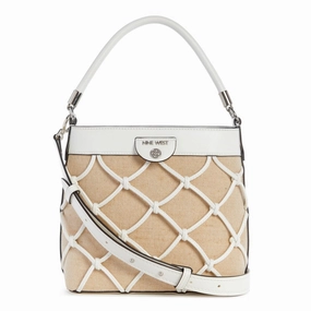 Nine West ZAYD White Crossbody Bucket Bag