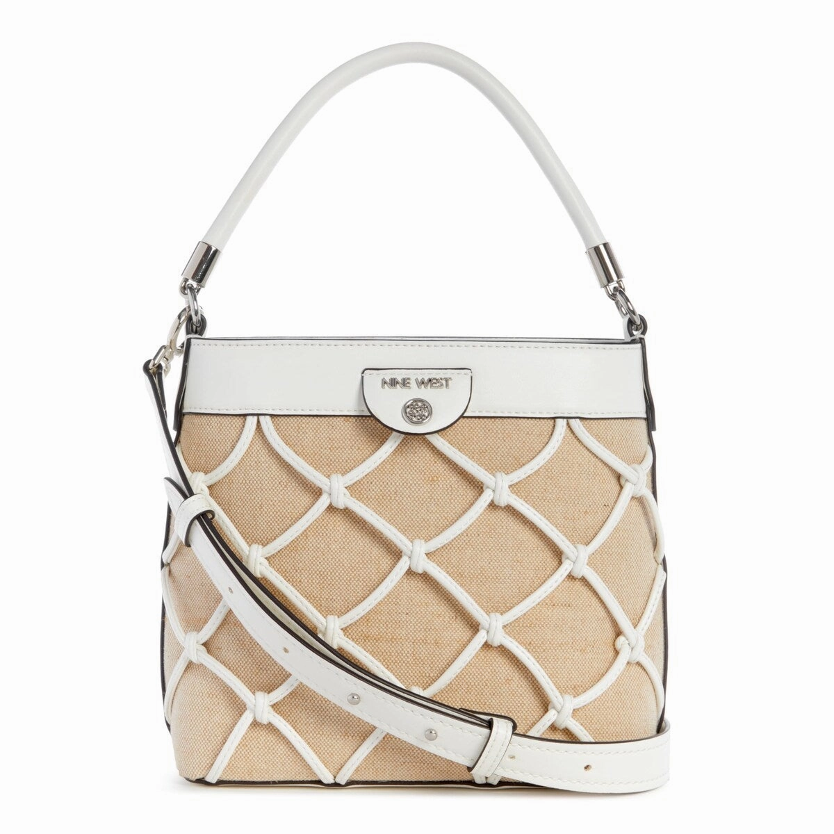 Nine West ZAYD White Crossbody Bucket Bag