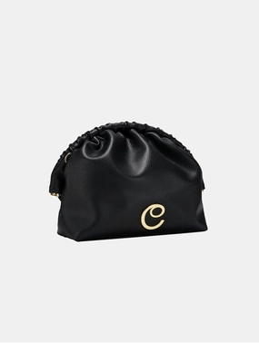 Norma Vegan Grape Leather Large Clutch | Black