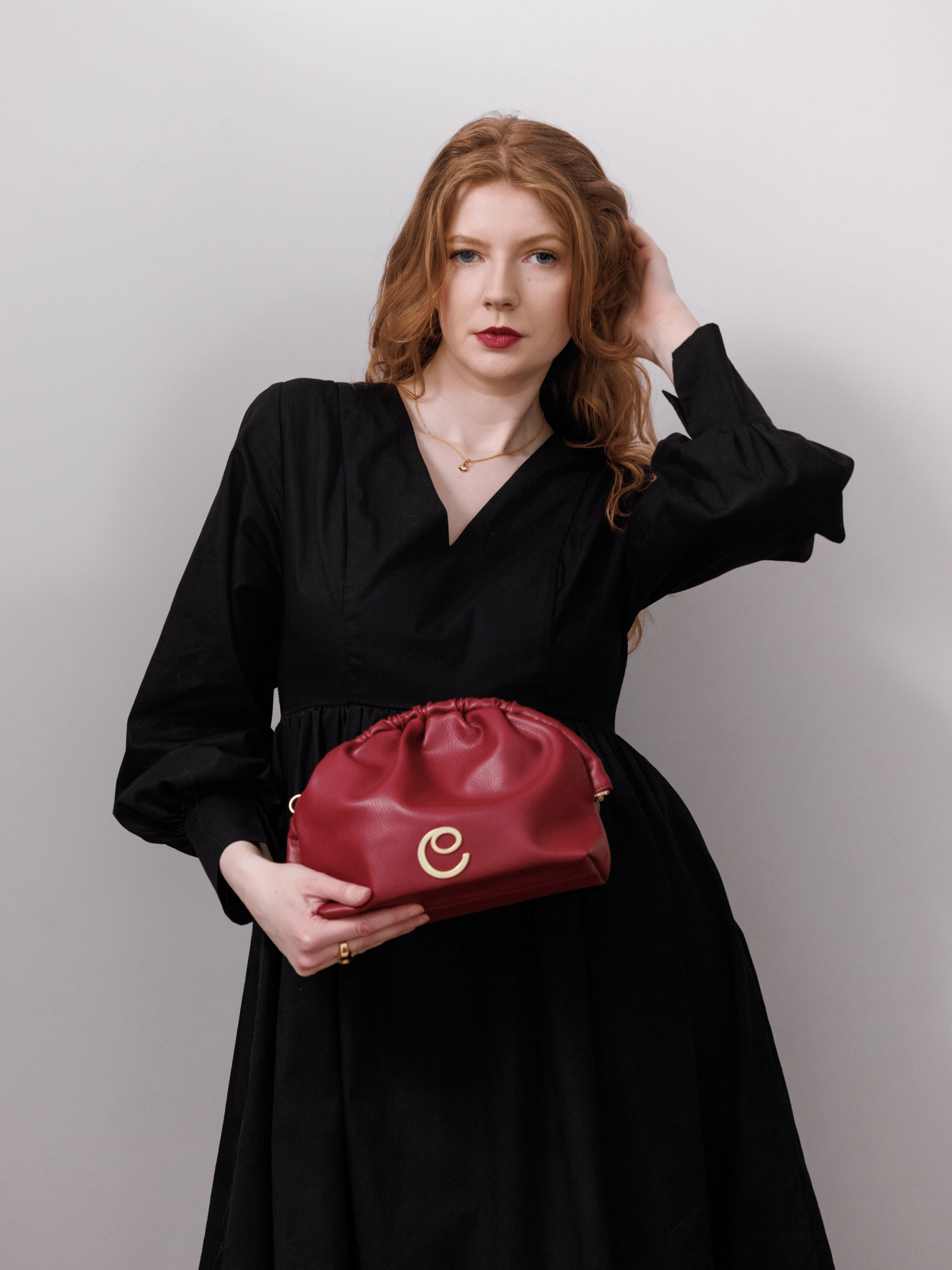 Norma Vegan Grape Leather Large Clutch | Burgundy