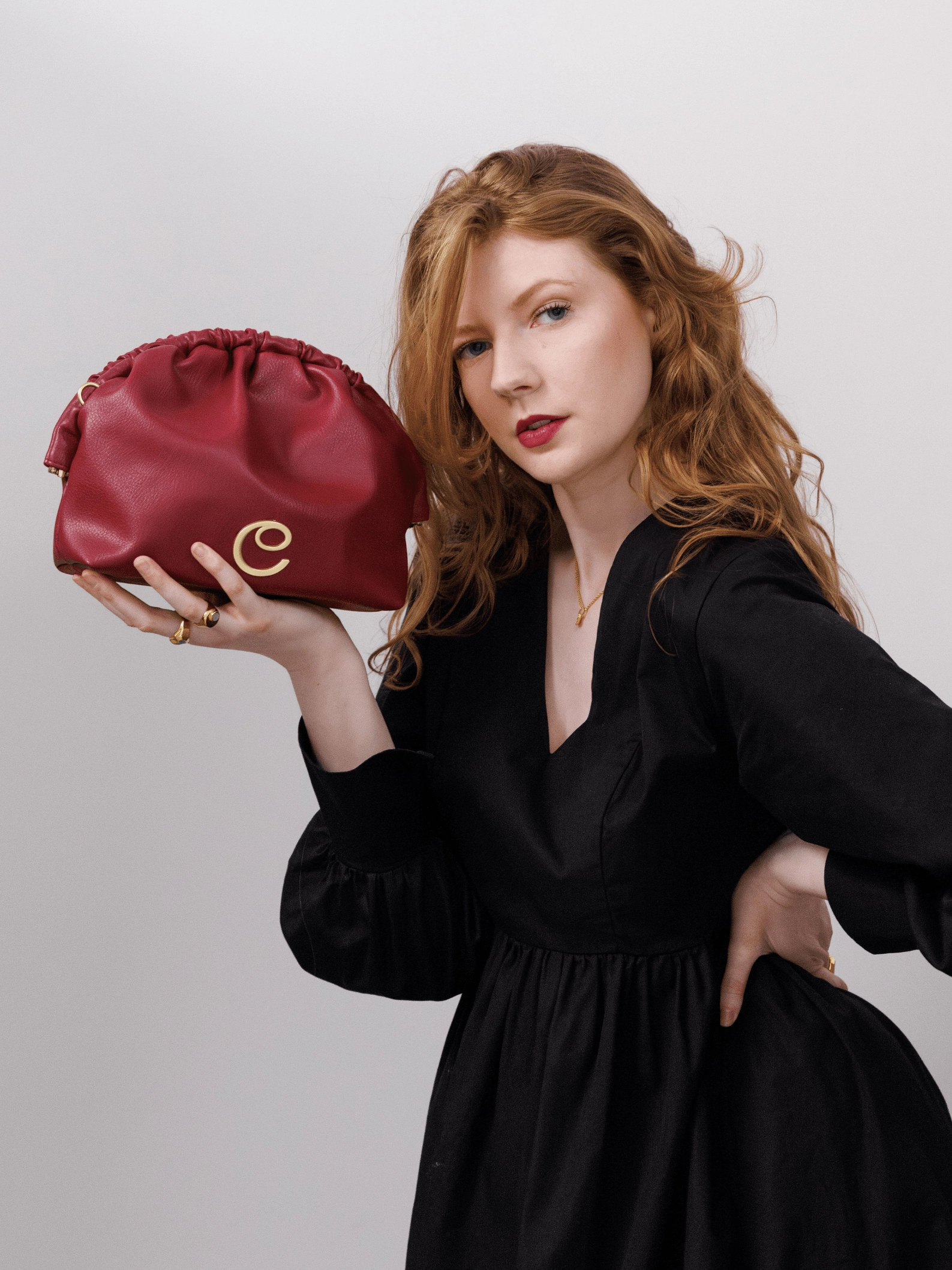 Norma Vegan Grape Leather Large Clutch | Burgundy