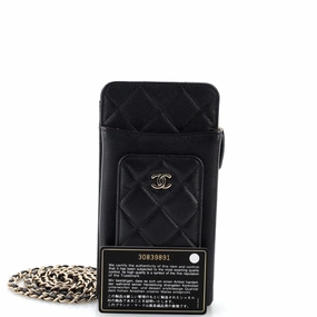 O Phone Holder Crossbody Bag Quilted Caviar