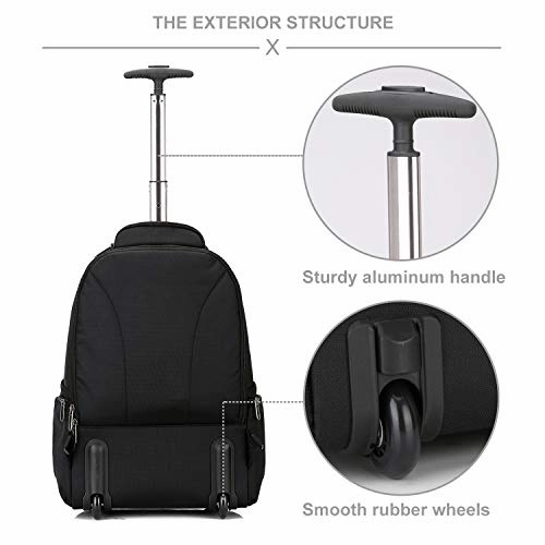 Oiwas Rolling Backpack With Wheels 20 Inch School College Wheeled Book Bag Laptop Travel Carry On