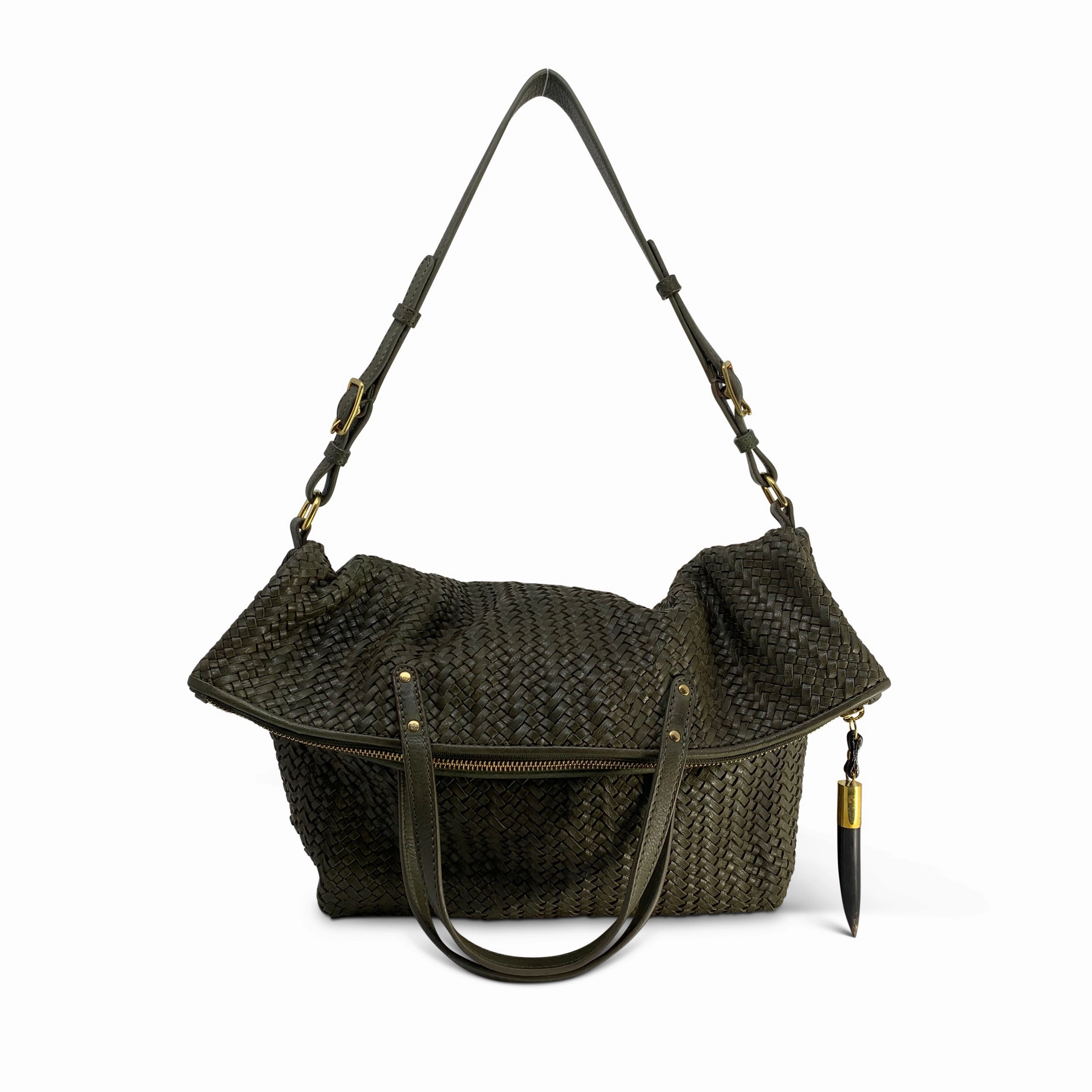 Olive Woven Morleigh Foldover Tote