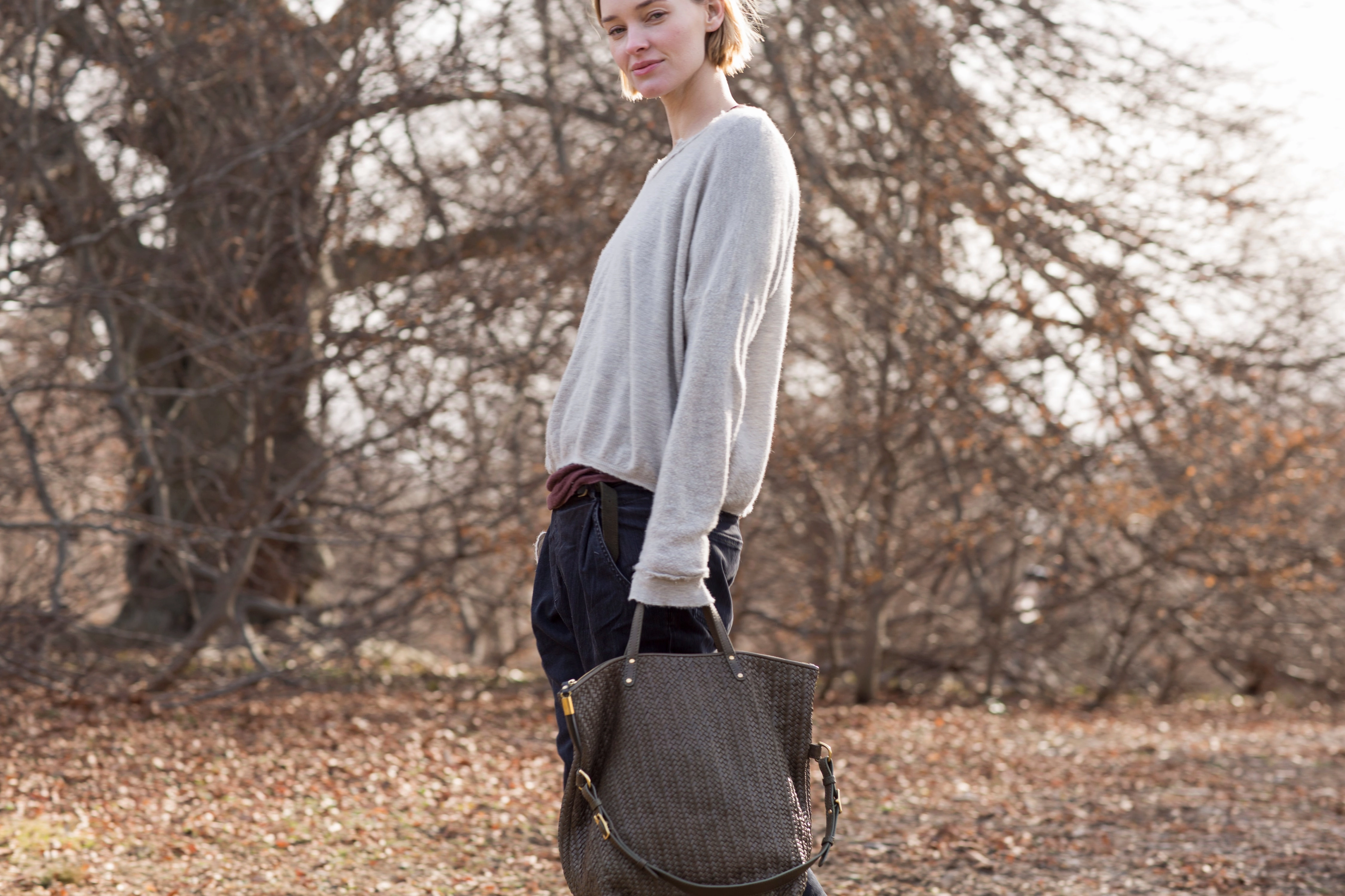 Olive Woven Morleigh Foldover Tote