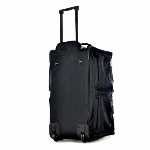 Olympia 8 Pocket Rolling Duffel Bag, Black/Lime, 22 inch
