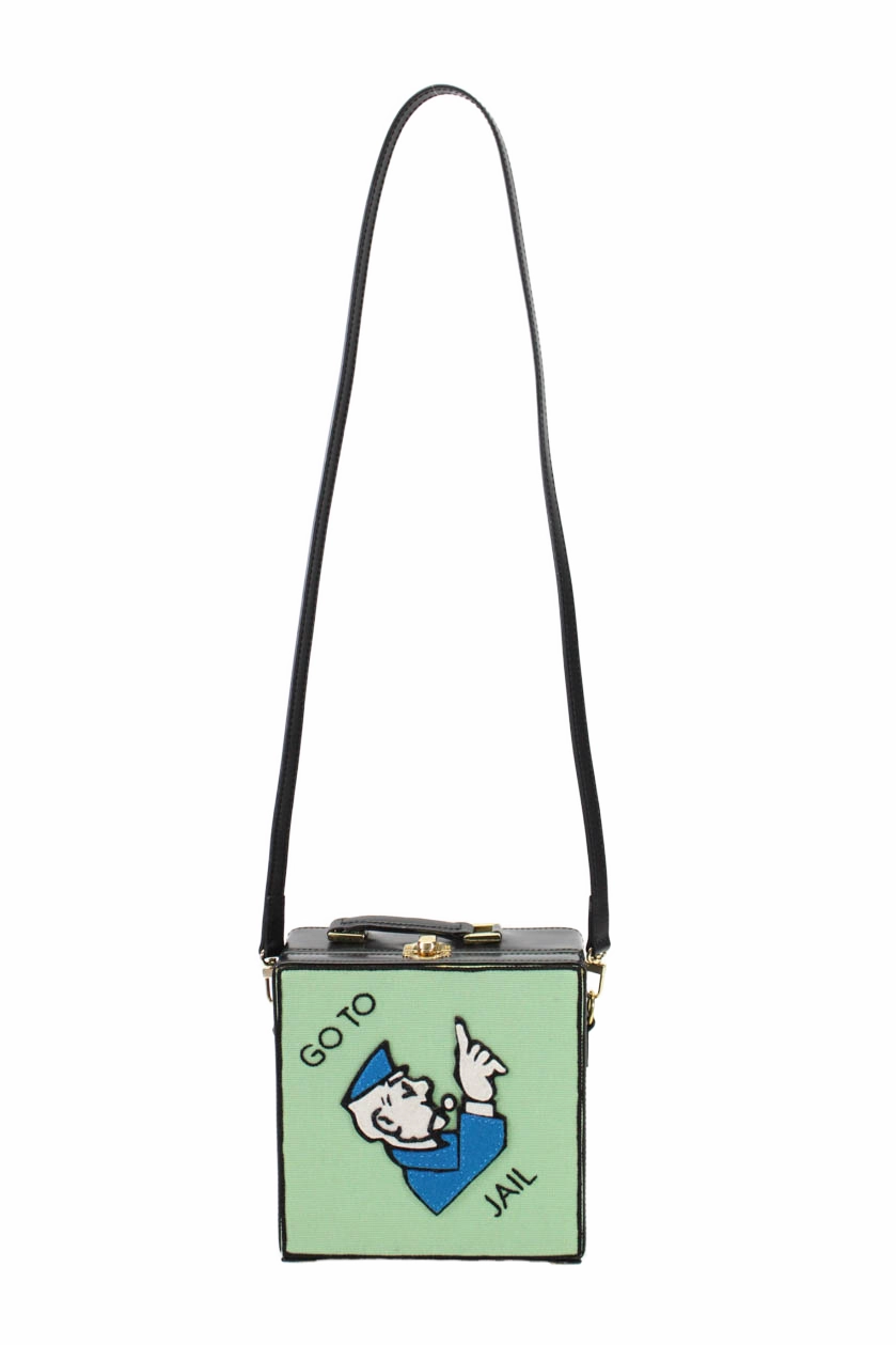 Olympia Le-Tan Womens Go To Jail Board Game Shoulder Bag Handbag Green