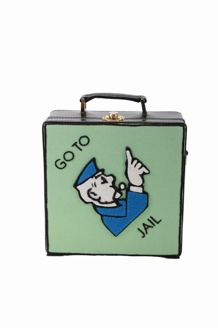 Olympia Le-Tan Womens Go To Jail Board Game Shoulder Bag Handbag Green