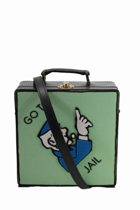 Olympia Le-Tan Womens Go To Jail Board Game Shoulder Bag Handbag Green