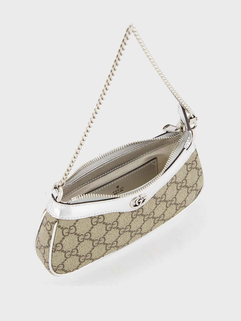Ophidia Mini Bag Metallic Silver Leather