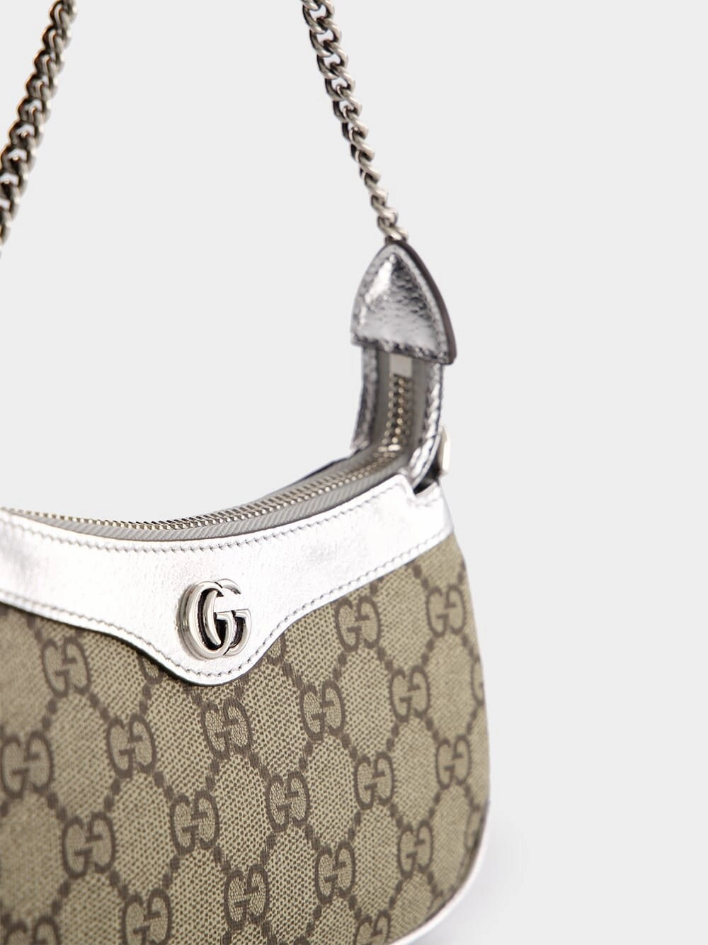 Ophidia Mini Bag Metallic Silver Leather