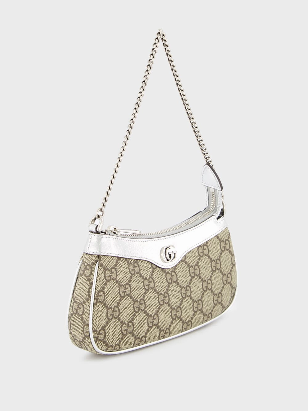 Ophidia Mini Bag Metallic Silver Leather