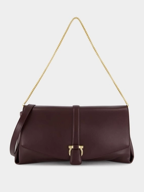Oxblood Red Large Front Flap Soulder Bag