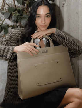Panthera Maxi Vegan Cactus Leather Bag | Beige