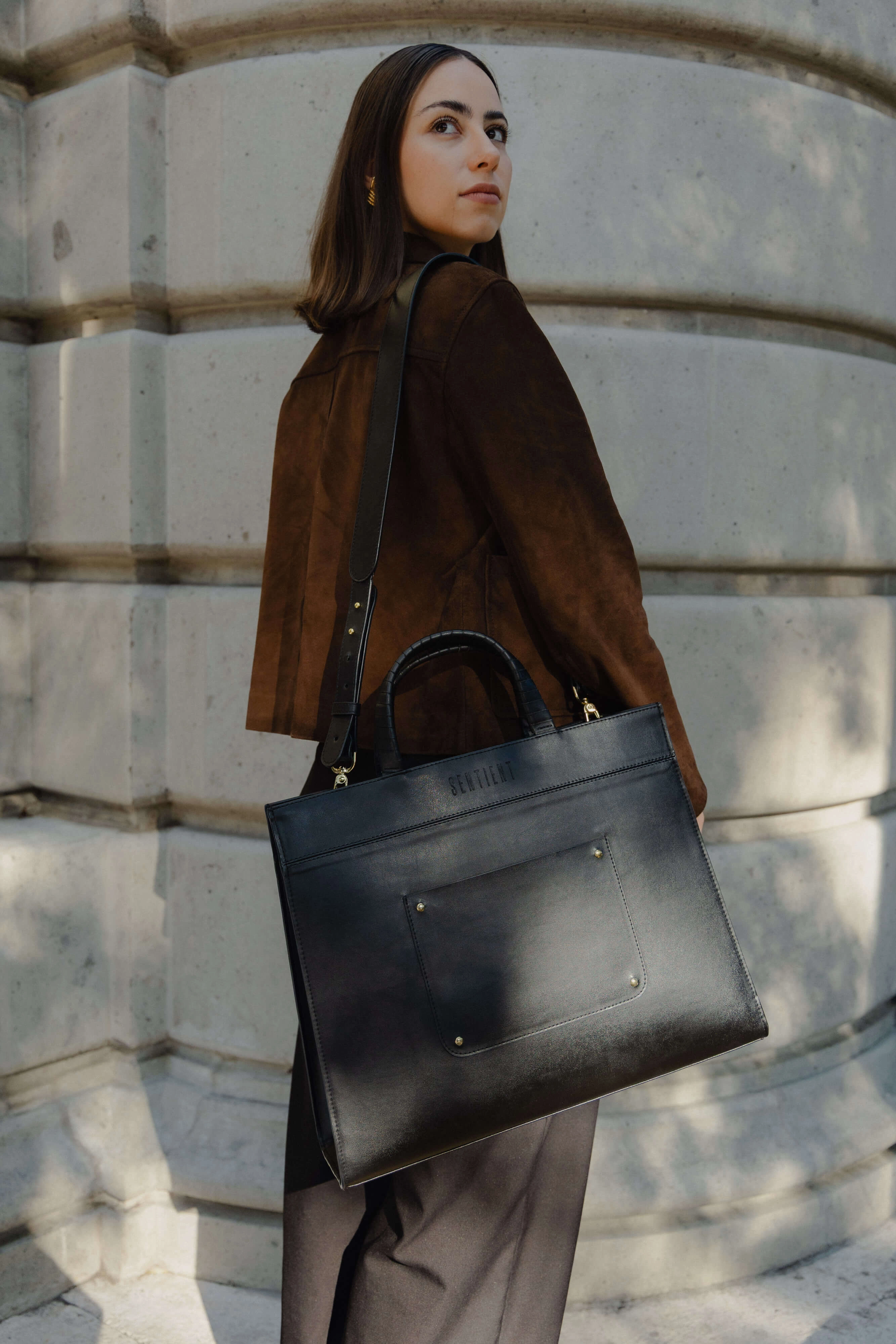 Panthera Maxi Vegan Cactus Leather Bag | Black