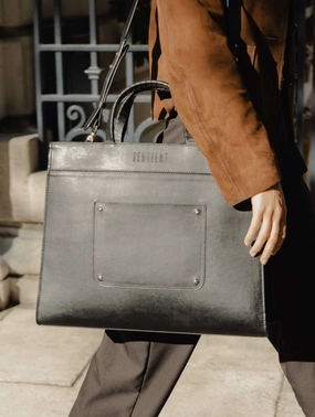 Panthera Maxi Vegan Cactus Leather Bag | Black
