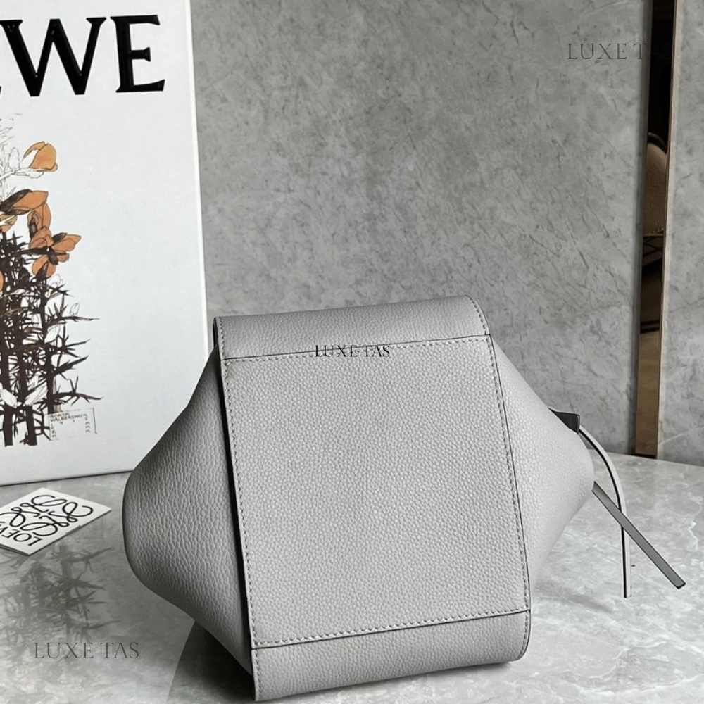Pearl Grey Compact Hammock Bag In Soft Grained Calfskin Leather Crossbody Bag for Women