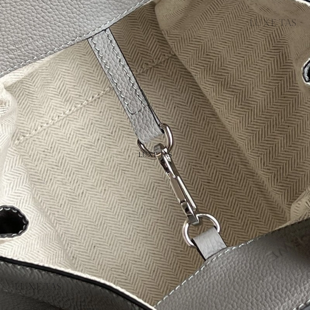 Pearl Grey Compact Hammock Bag In Soft Grained Calfskin Leather Crossbody Bag for Women