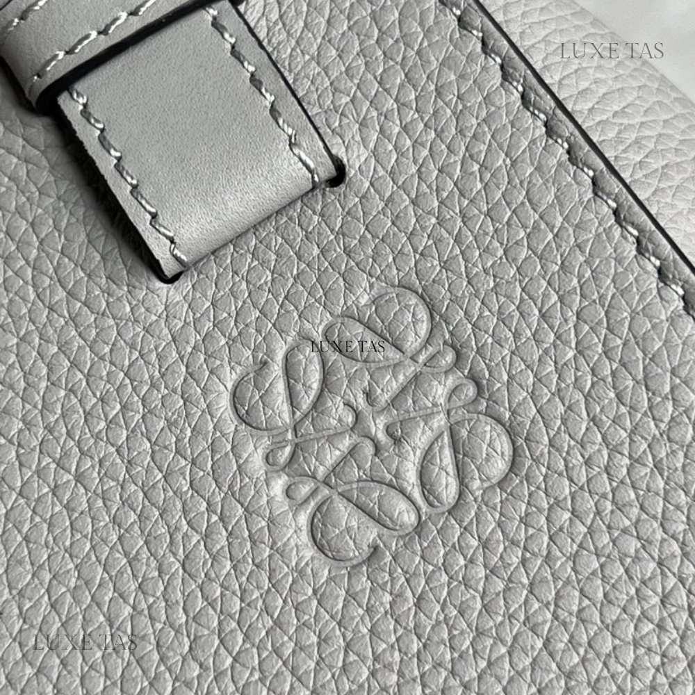 Pearl Grey Compact Hammock Bag In Soft Grained Calfskin Leather Crossbody Bag for Women