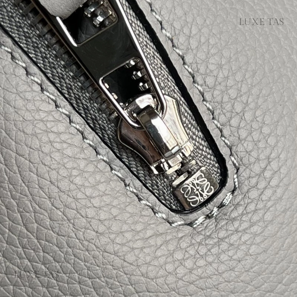 Pearl Grey Compact Hammock Bag In Soft Grained Calfskin Leather Crossbody Bag for Women