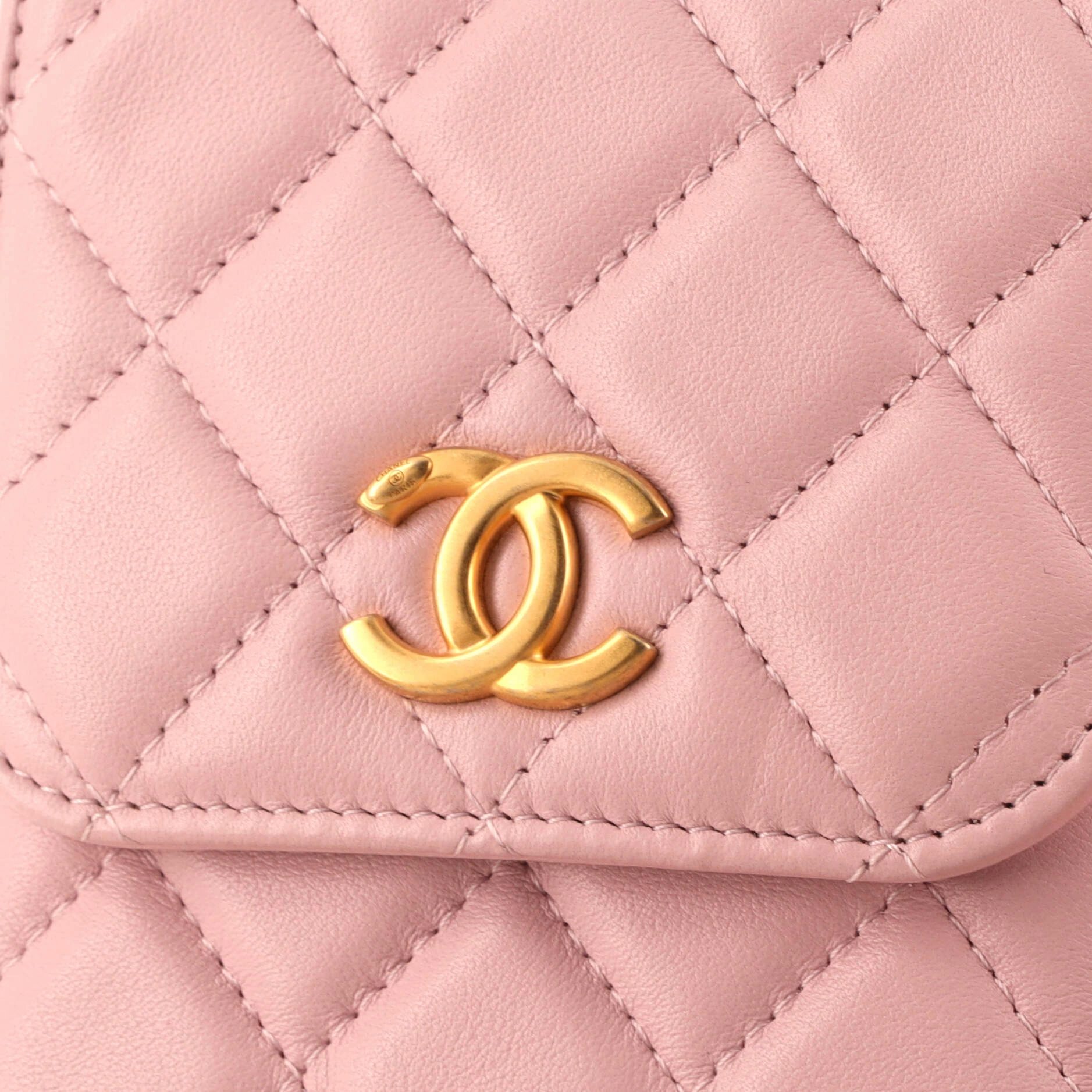 Pearl Strap Phone Holder Crossbody Bag Quilted Lambskin
