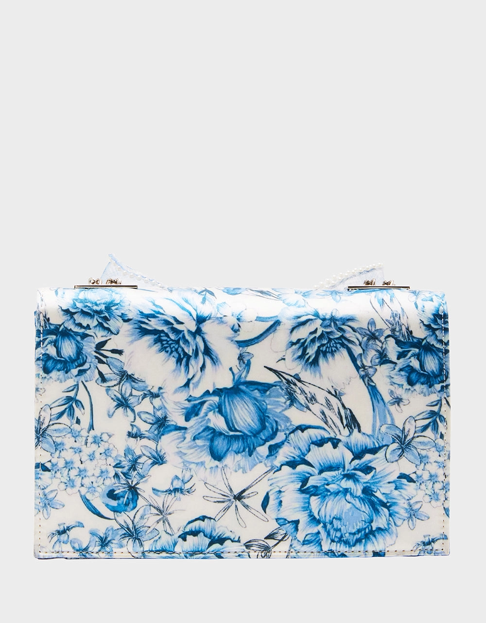 PEARL TRIMMED BOW BAG BLUE