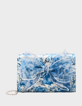 PEARL TRIMMED BOW BAG BLUE