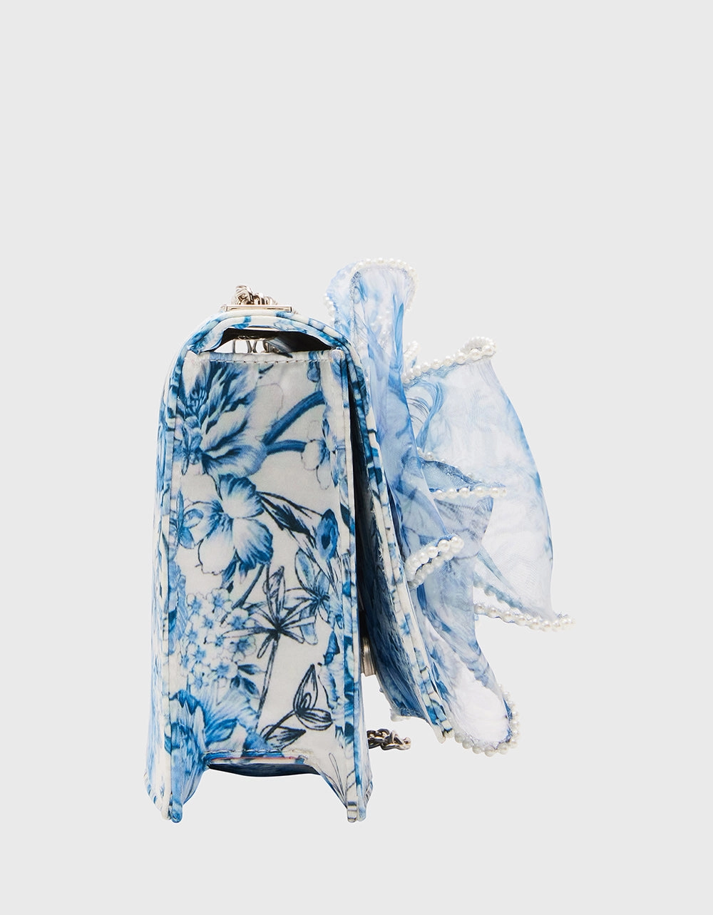PEARL TRIMMED BOW BAG BLUE