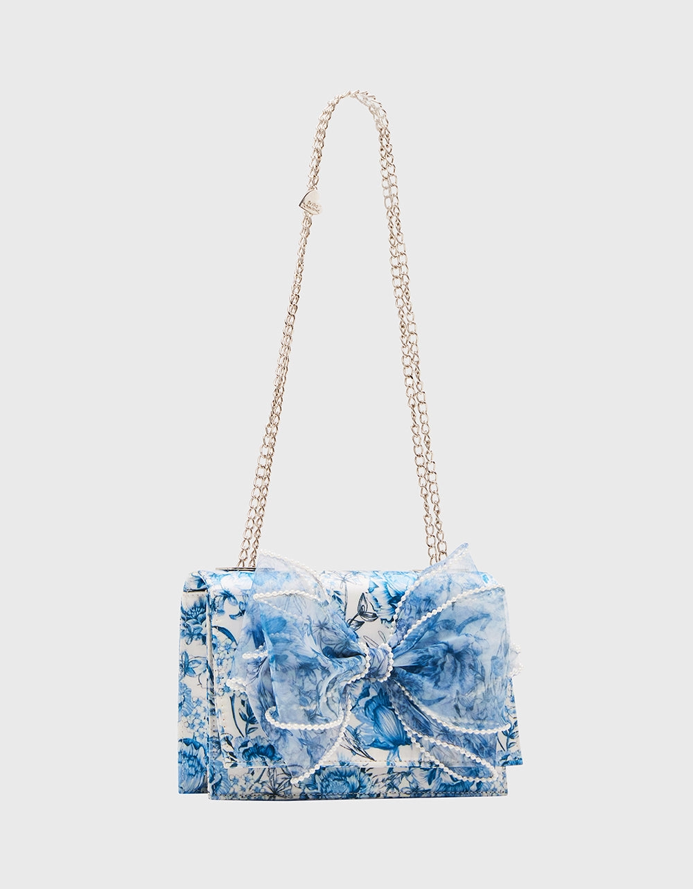 PEARL TRIMMED BOW BAG BLUE