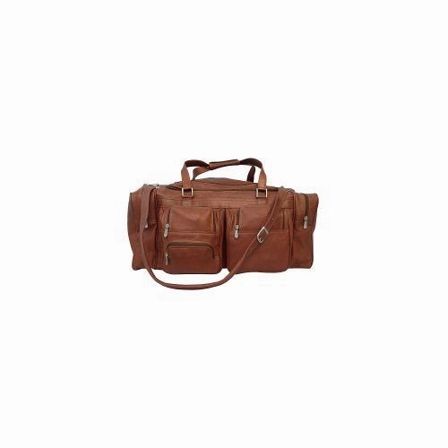 Piel Leather 24In Duffel With Pockets, Saddle, One Size