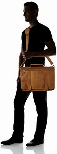 Piel Leather Double Loop Expandable Laptop Briefcase, Saddle