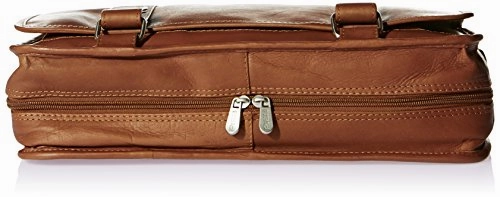 Piel Leather Double Loop Expandable Laptop Briefcase, Saddle