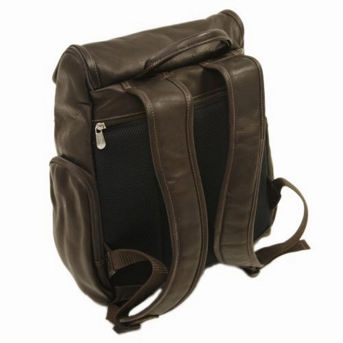 Piel Leather Multi-Pocket Laptop Backpack, Chocolate, One Size
