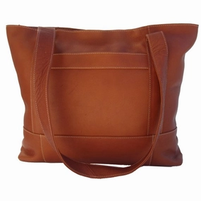 Piel Leather Top-Zip Tote, Saddle, One Size