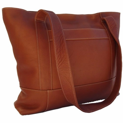 Piel Leather Top-Zip Tote, Saddle, One Size