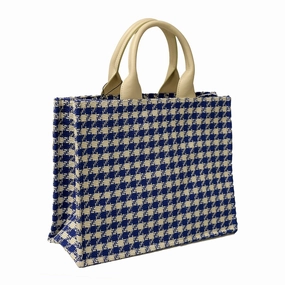 Pierre Cardin Large Blue Tweed Shopper Tote for womens
