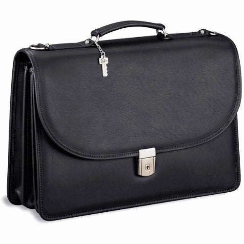 Platinum Triple Gusset Flap Briefcase #8417 (Black)