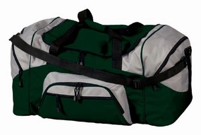 Port & Company Color Block Sport Duffel Bag, Hunter/Grey, One Size
