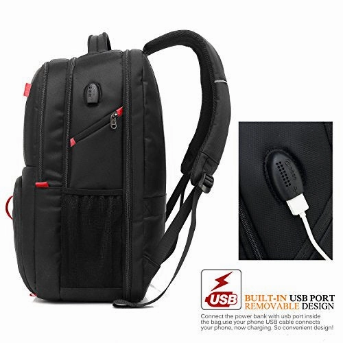 POSO Laptop Travel Backpack 17.3 Inch Computer Bag with USB Port Business Rucksack Hiking