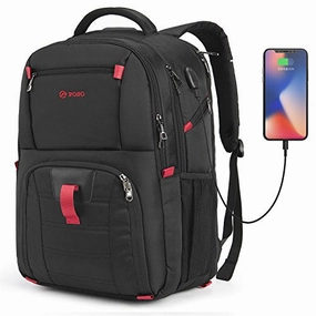 POSO Laptop Travel Backpack 17.3 Inch Computer Bag with USB Port Business Rucksack Hiking