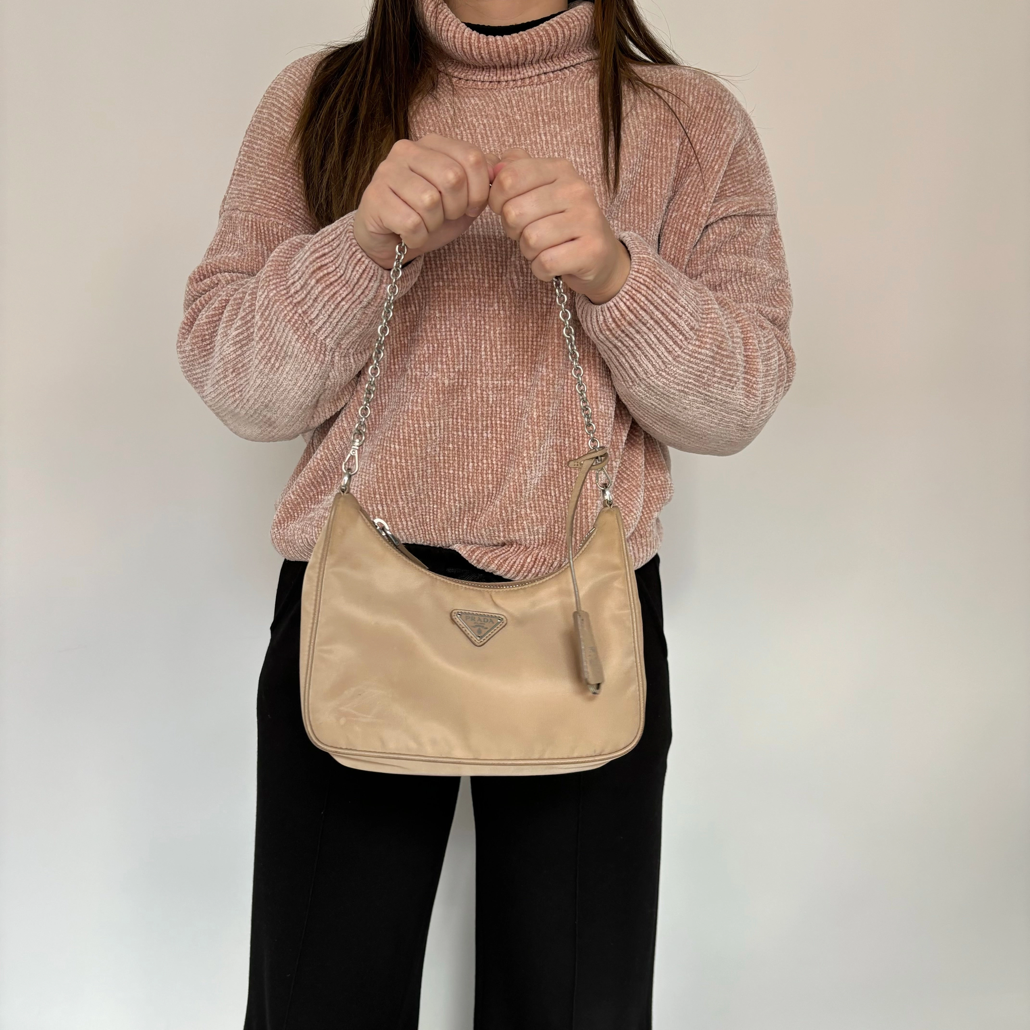 Prada Beige Nylon Re-Edition 2005 Crossbody Bag