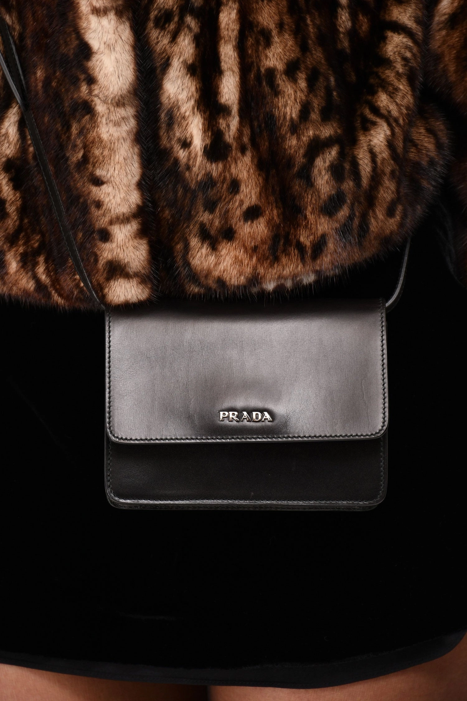 Prada Black Leather Mini Crossbody