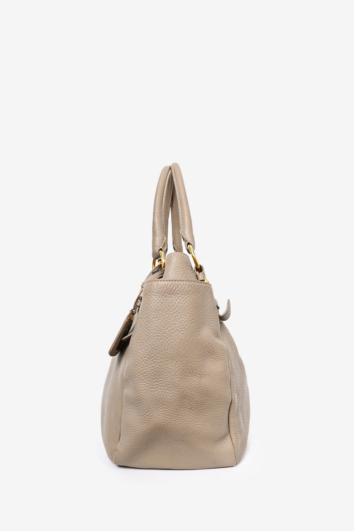 Prada Brown Leather Logo GHW Shoulder Bag